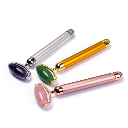 Electric Jade Roller Face Stick – Golden Beauty Massager for Lifting & Firming