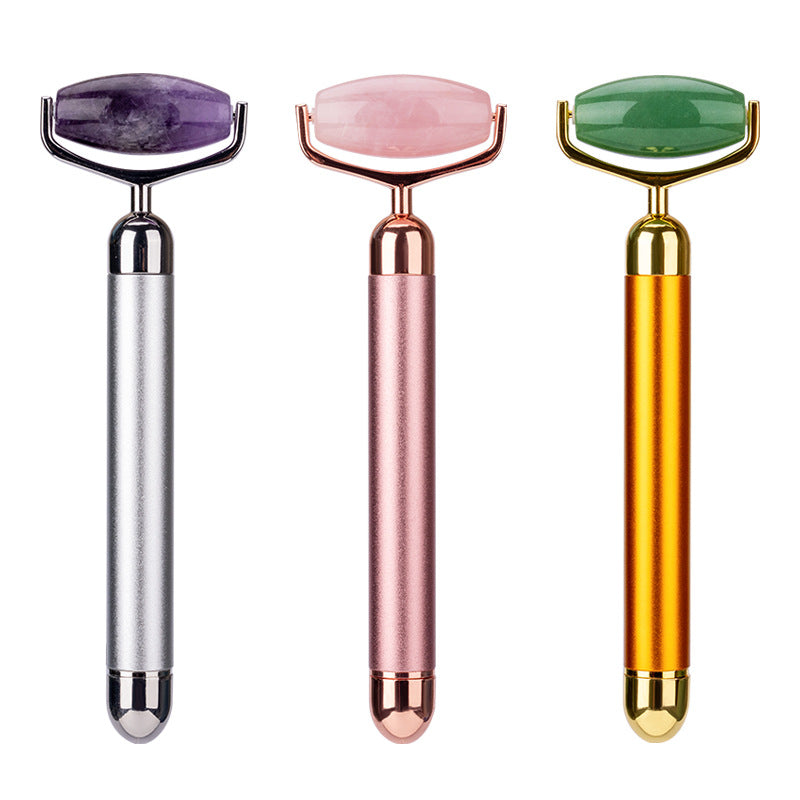 Electric Jade Roller Face Stick – Golden Beauty Massager for Lifting & Firming